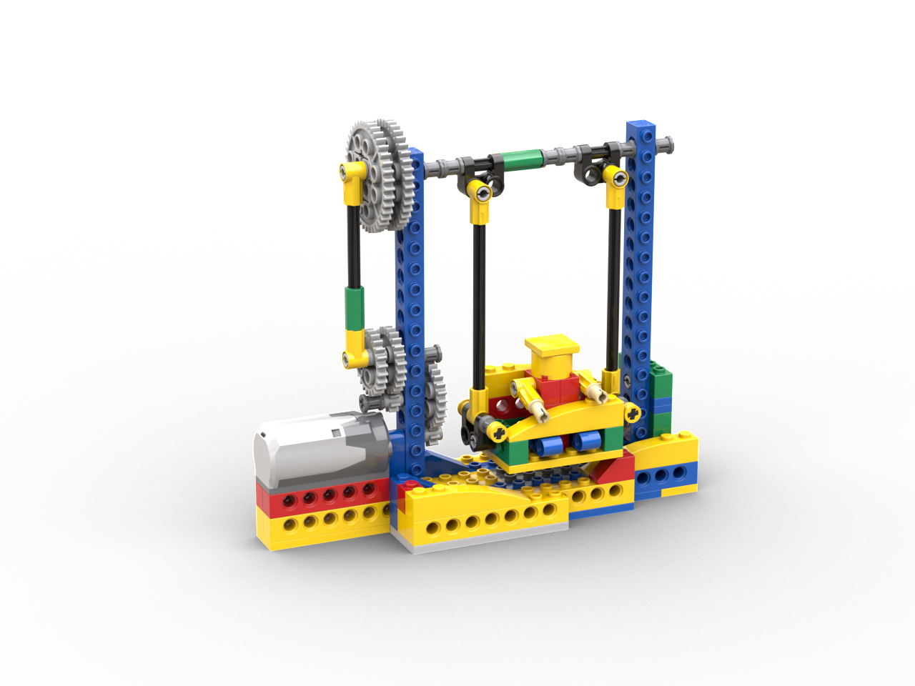 Children building mechanical parts and blocks