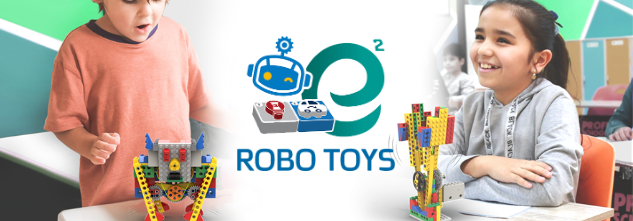 Children assembling mechanical robot model